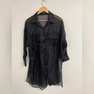 Hers & Mine Sheer Black Button Up Shirt